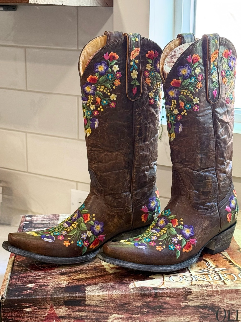 OLD GRINGO SORA 13" Embroidered Brown Leather Women's Western Boots NEW